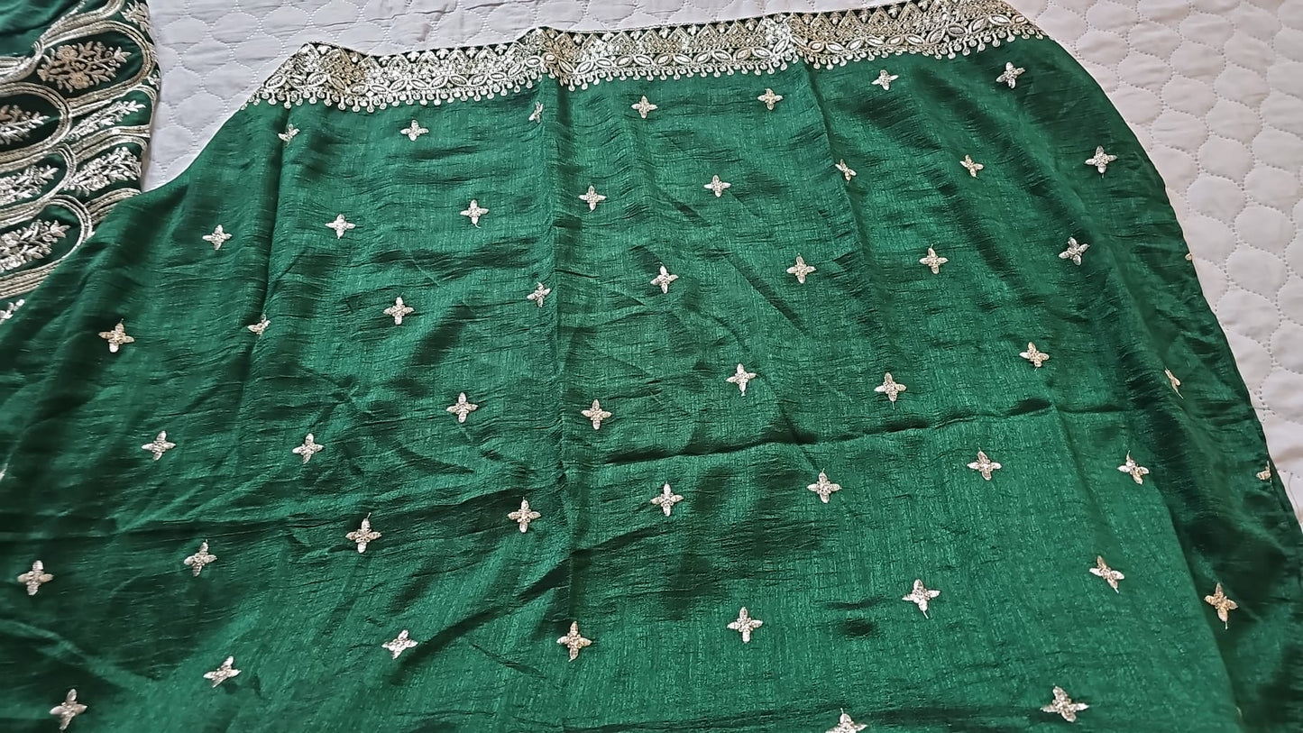 Green Vichitra Silk Palazzo Suit - BRAND NEW Size 42