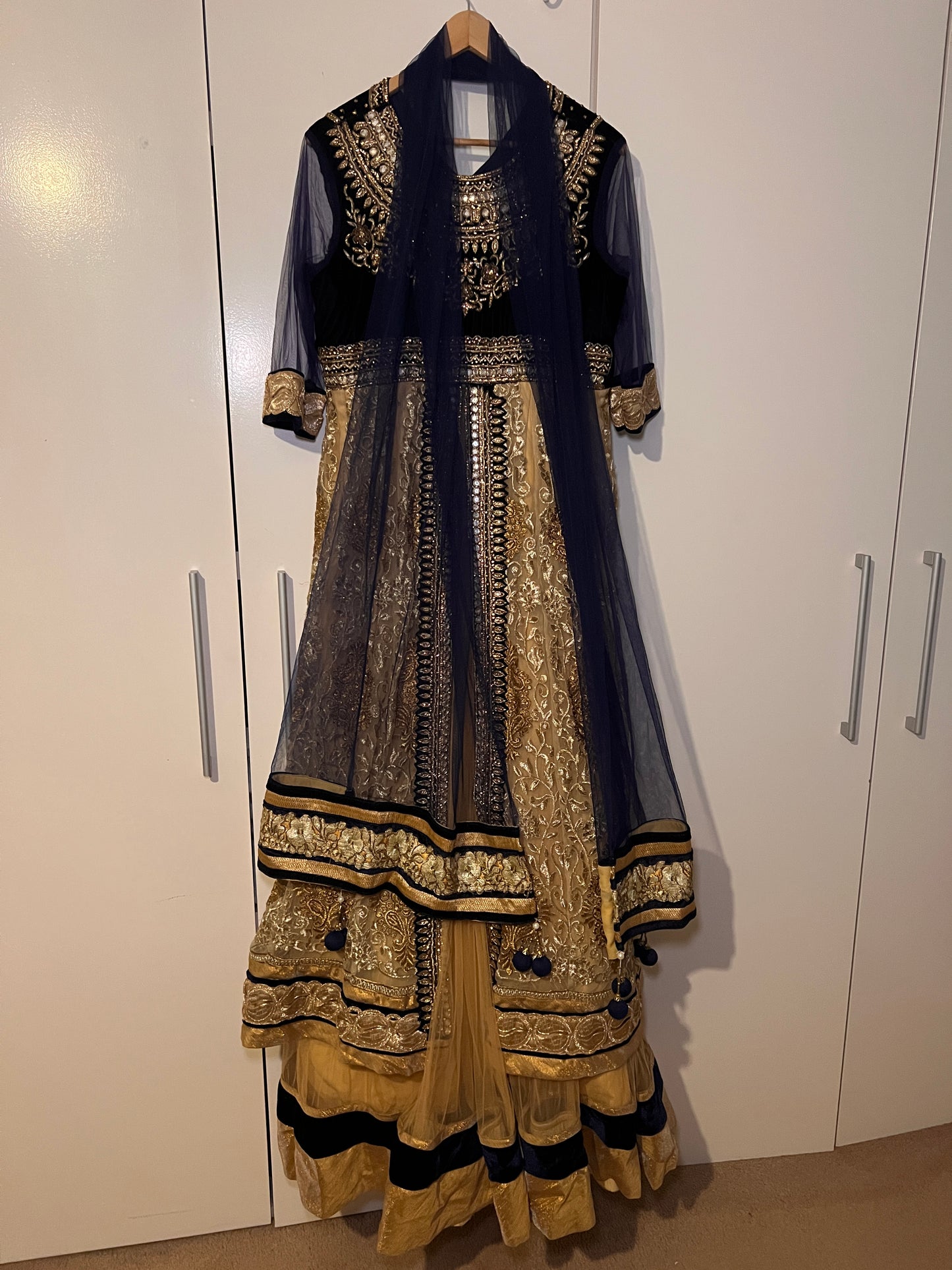 Navy blue Frock with Dupatta