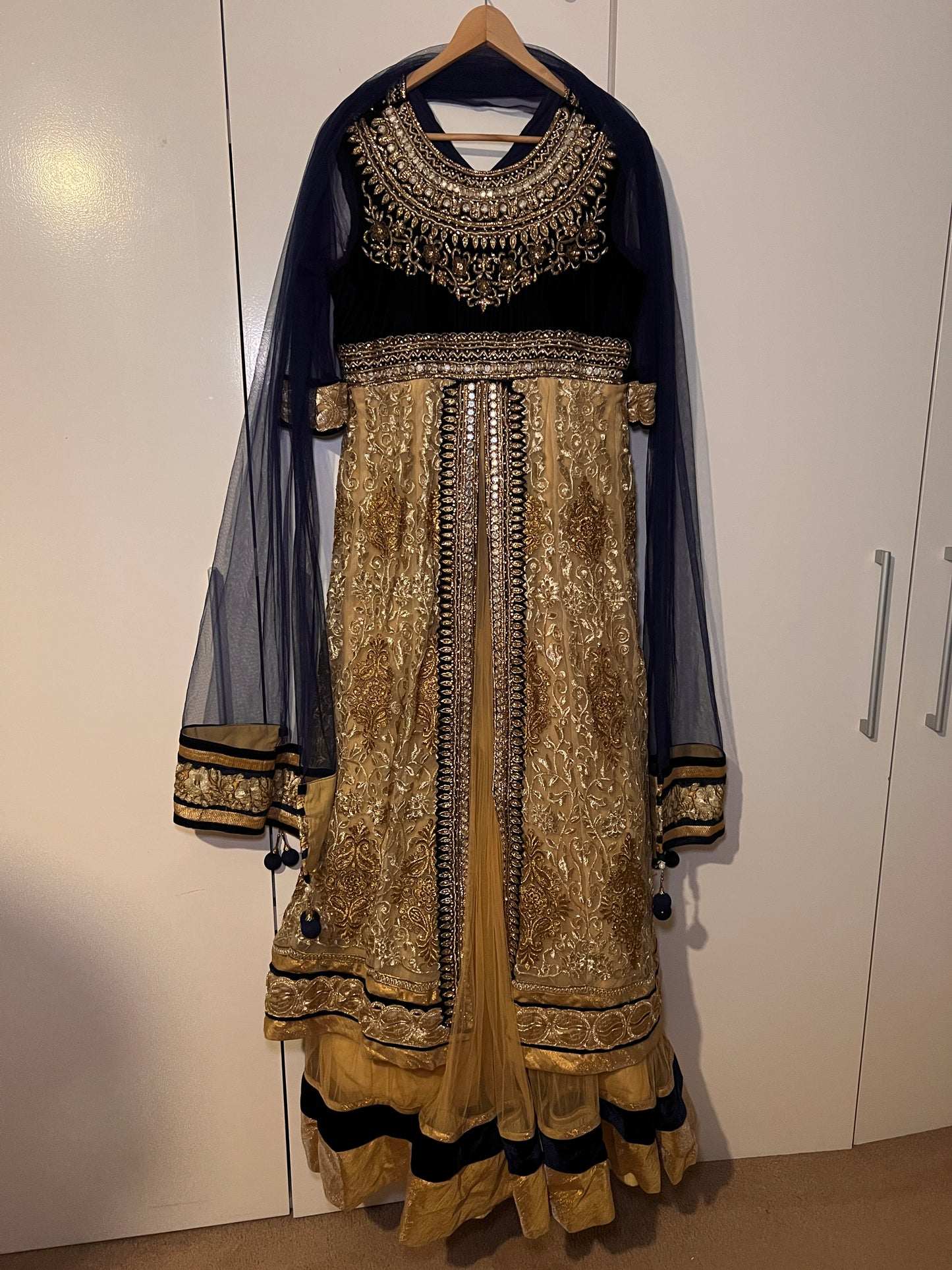 Navy blue Frock with Dupatta