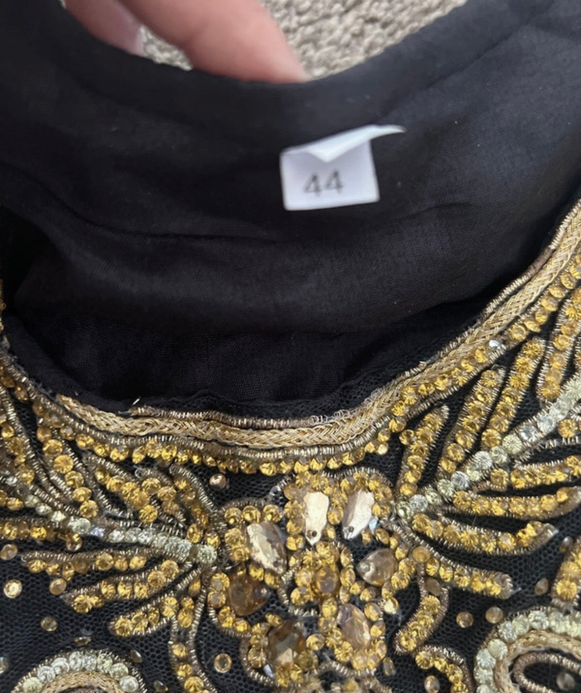 Black with gold long dress set