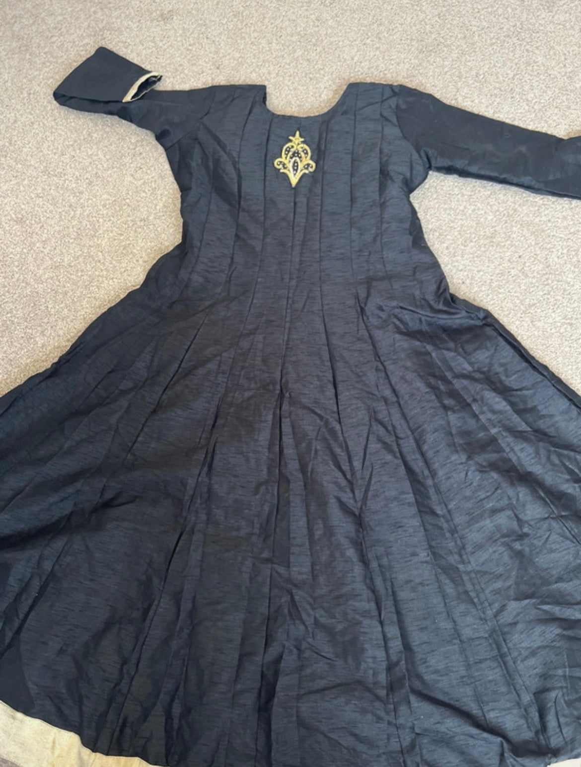 Black with gold long dress set