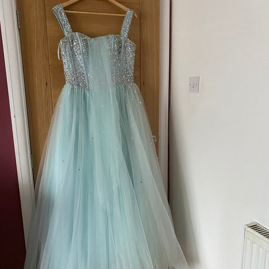 Beautiful mint green gown with dupatta