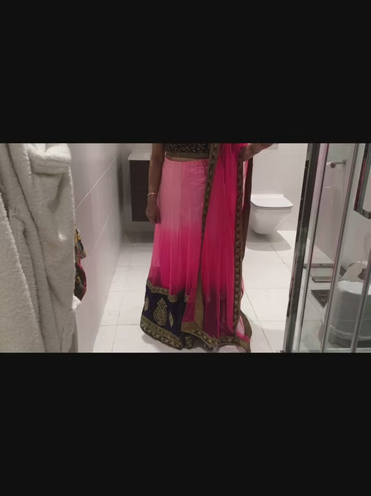 Women’s blue/pink Lengha worn