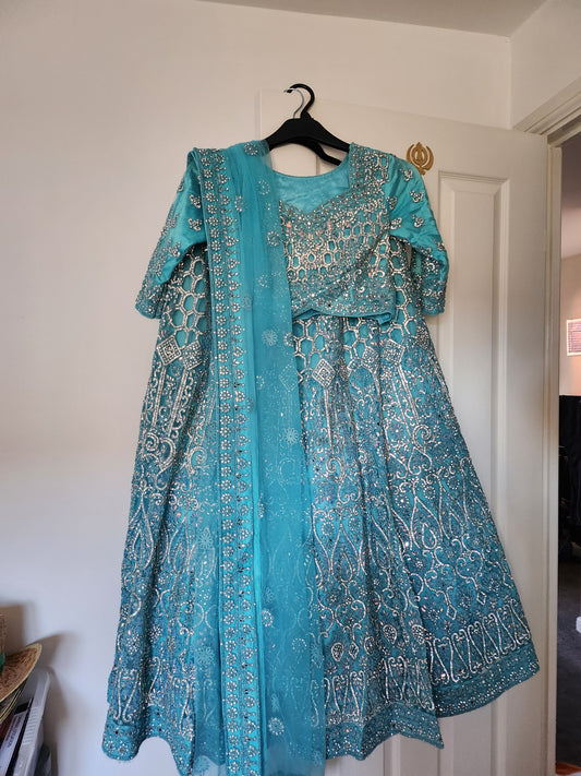 Stunning sky blue lengha