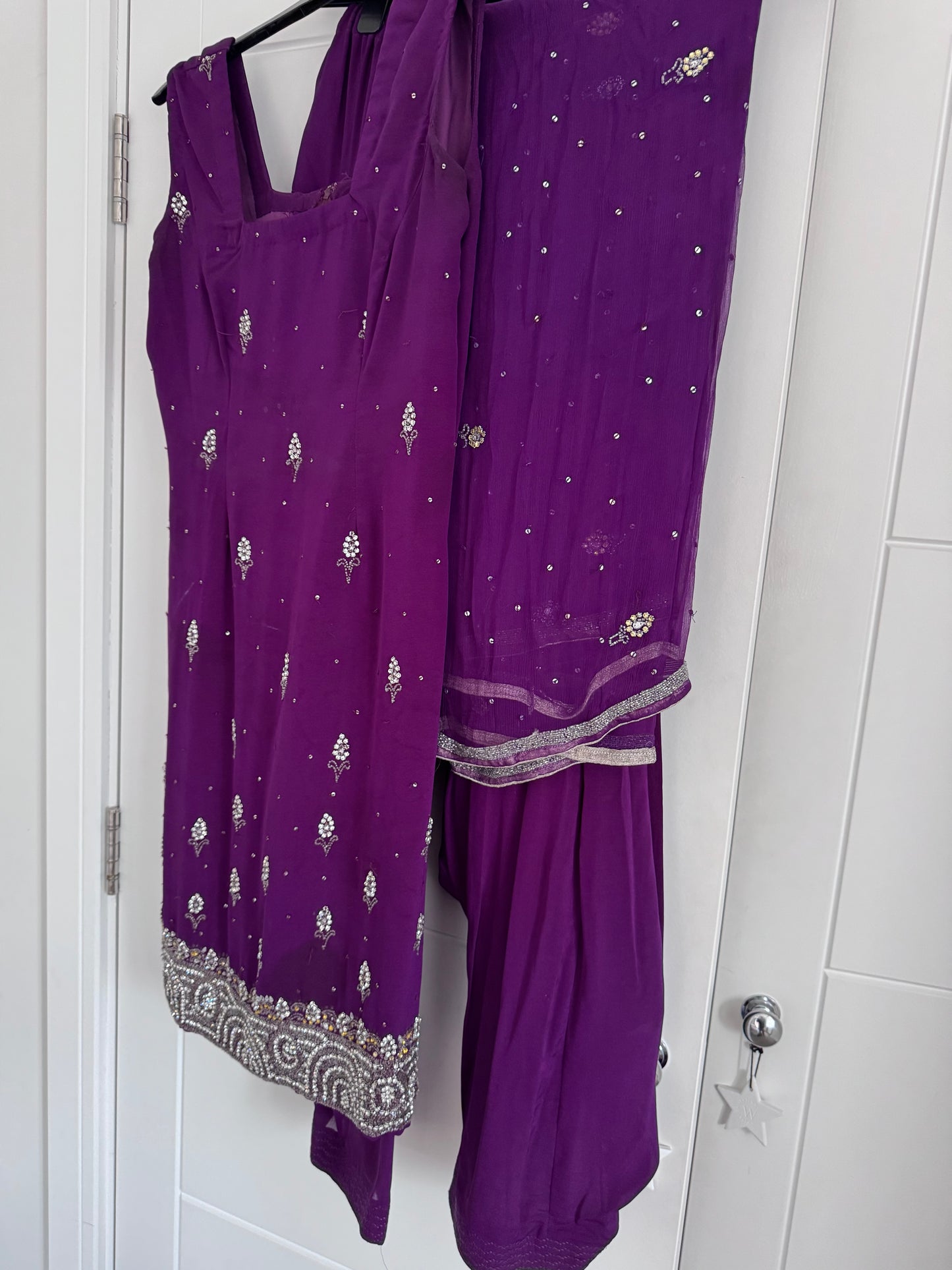 Purple stone Work Salwar Suit