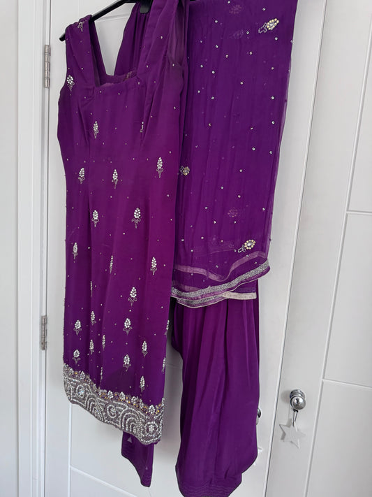 Purple stone Work Salwar Suit