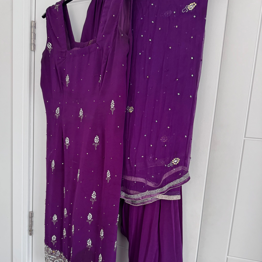 Purple stone Work Salwar Suit