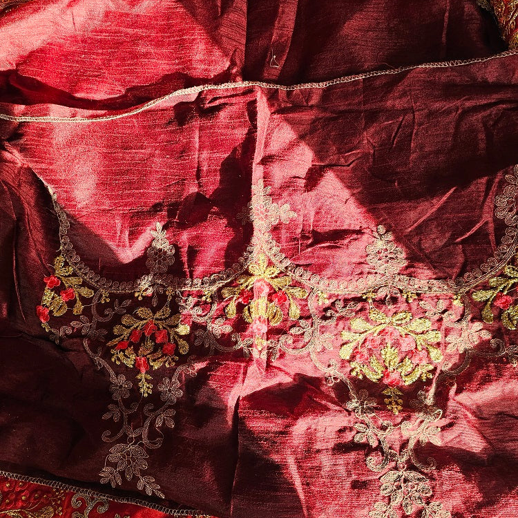 Red / Burgundy Saree Set