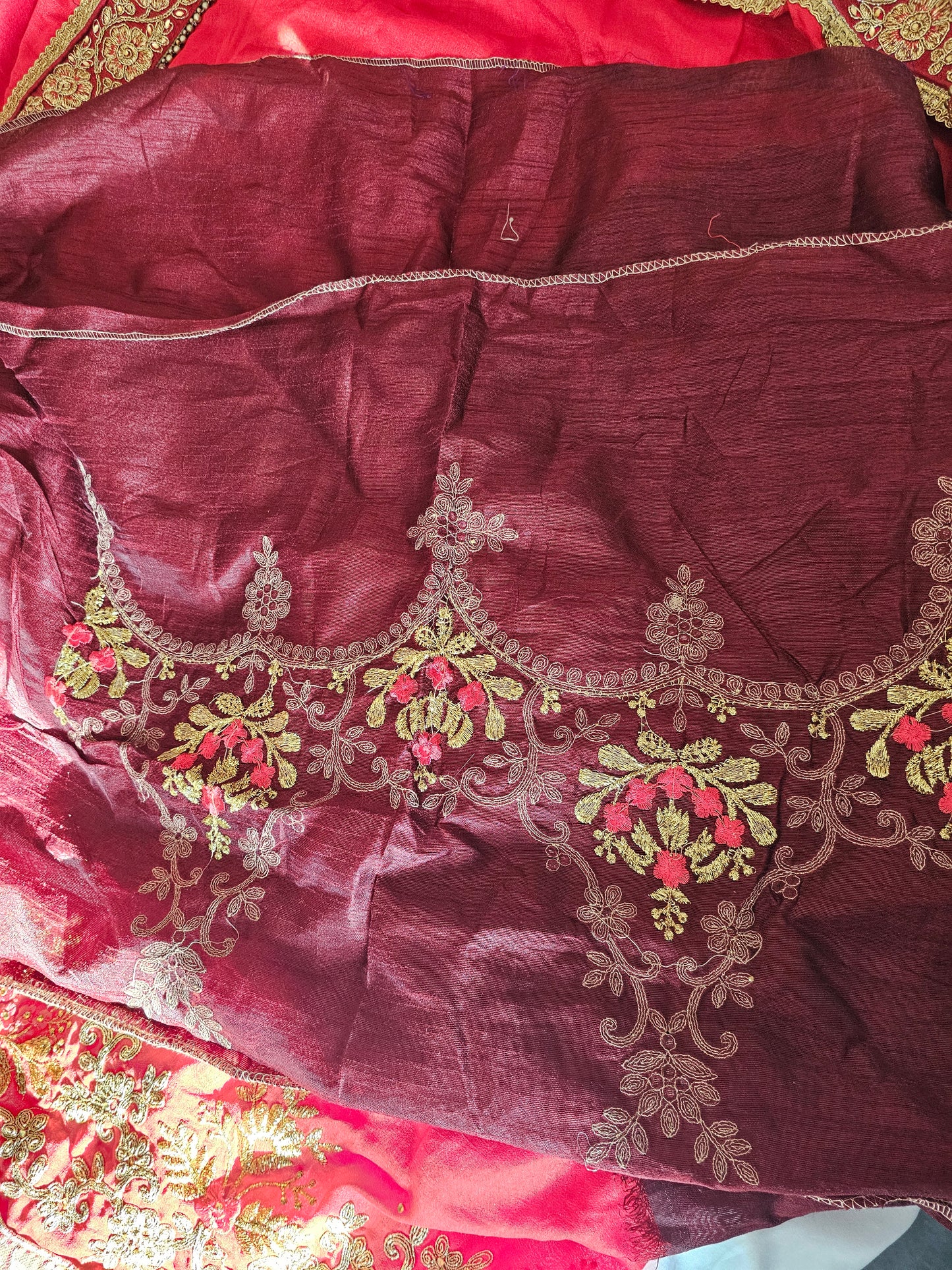 Red / Burgundy Saree Set