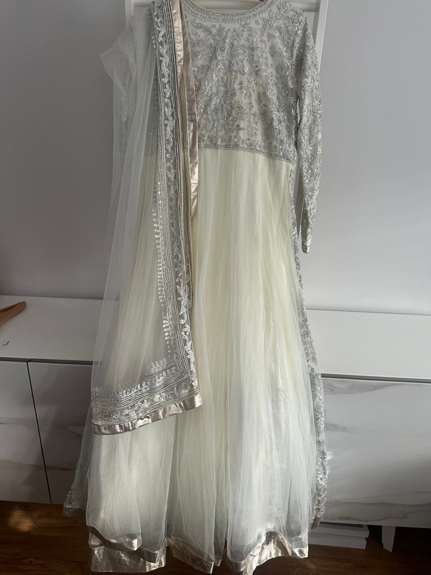 White dress with chunni