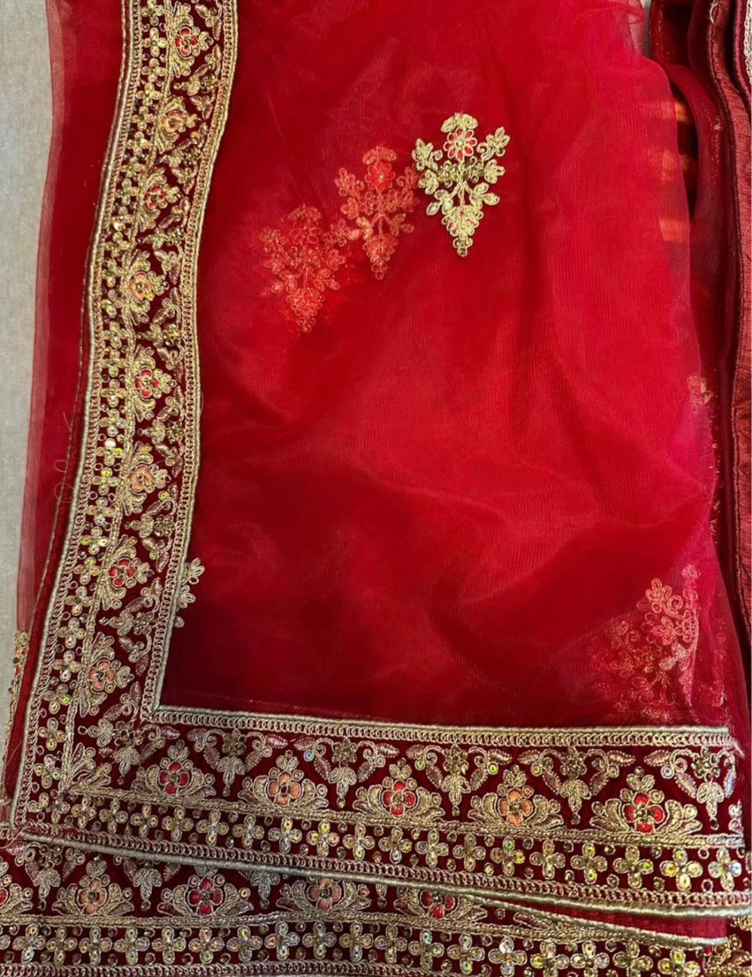Preloved red velvet bridal lehenga - BRAND NEW