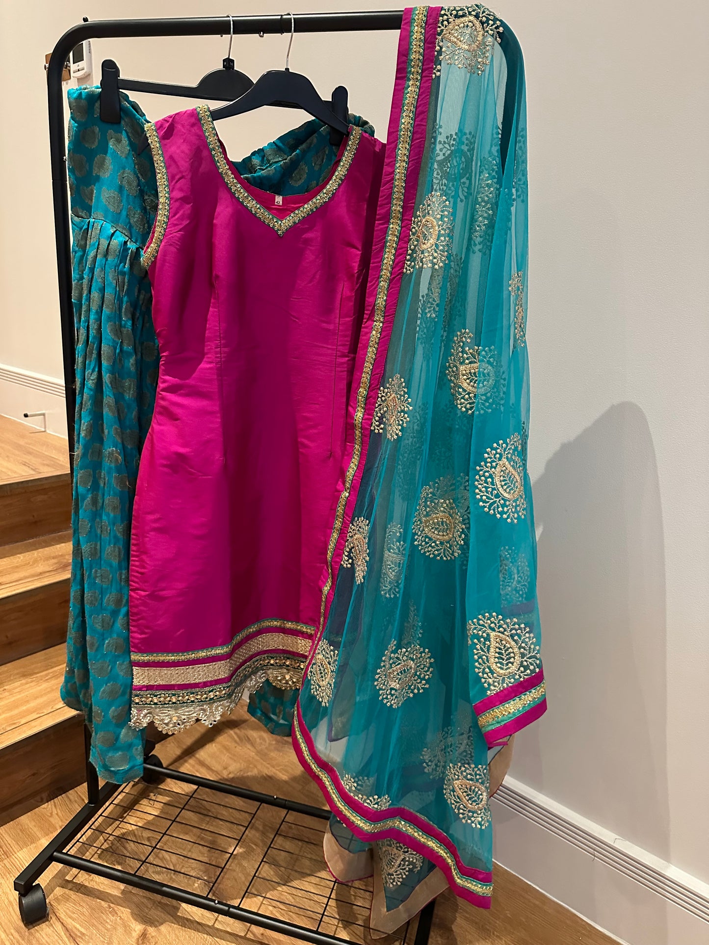 New turquoise and magenta Indian Stitched Suit - BRAND NEW