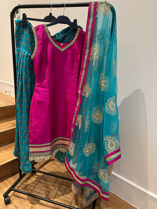 New turquoise and magenta Indian Stitched Suit - BRAND NEW