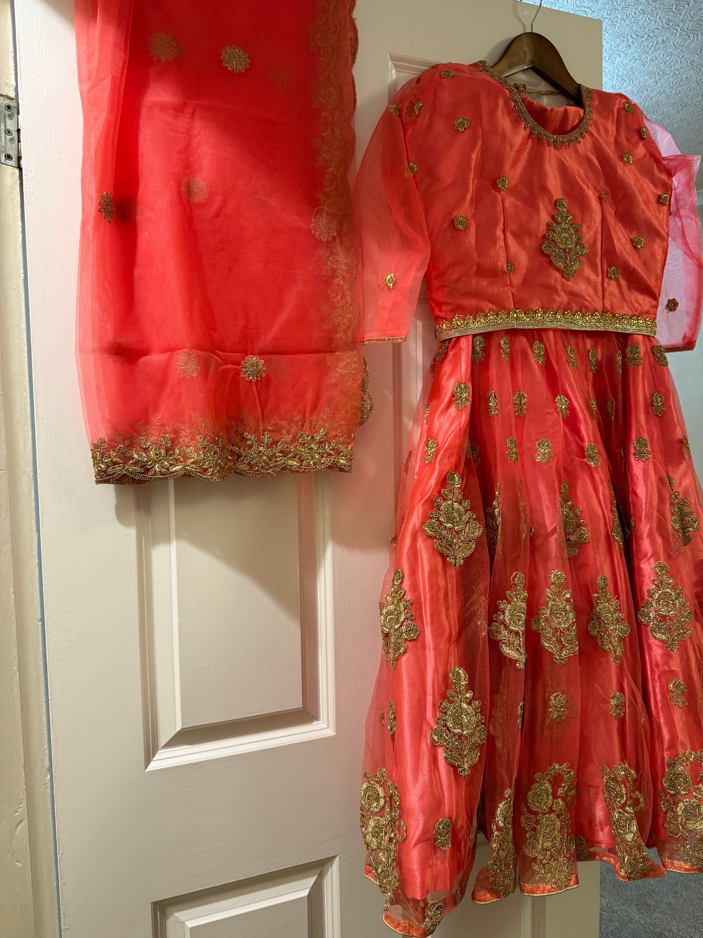 Coral lengha brand new