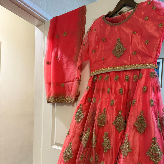 Coral lengha brand new