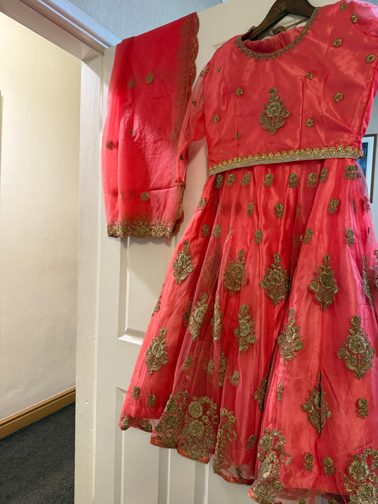 Coral lengha brand new