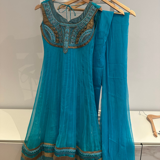 Preloved Turquoise anarkali suit